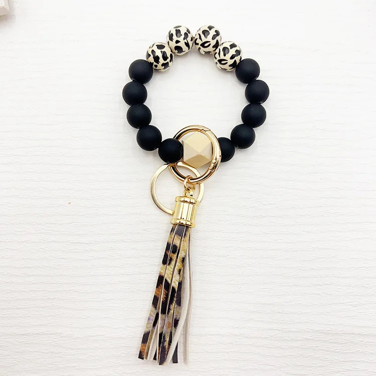 Hemasa Silicone Beads  Keychain Bracelet  with Tassels for Women