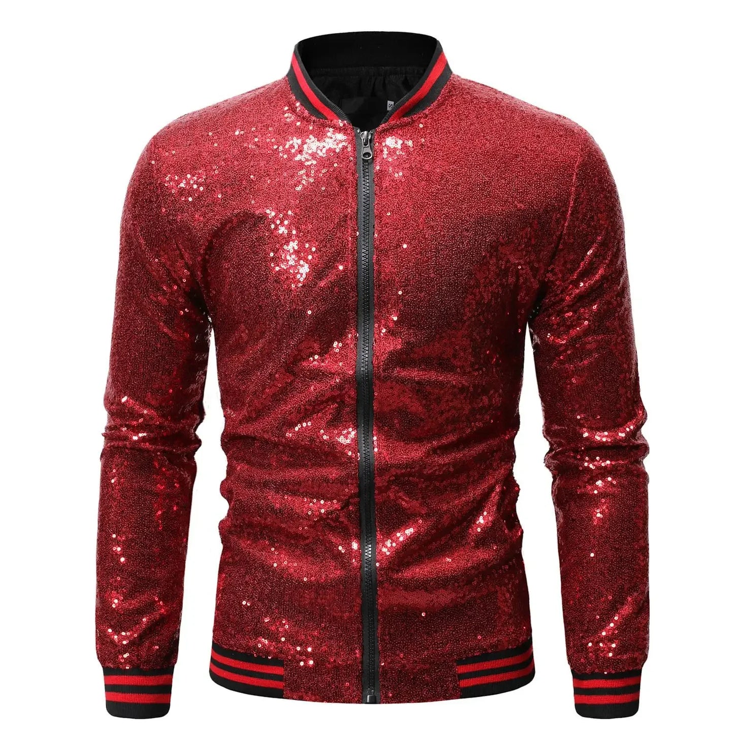 Hemasa Winter Sequin Jacket for Men, Stand Up Collar Contrasting Mens Jackets(Eur Size)