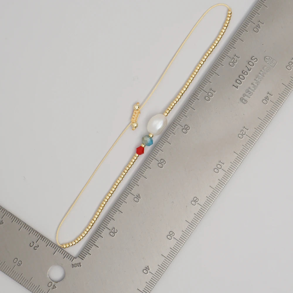 Tejesa Gold Color Beaded Pulseras Jewelry Adjustable String Perlas Bracelets Simple Freshwater Pearl Bracelets for Women