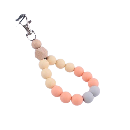 Hemasa Silicone Round Beads Keychain Wristlet Bracelet Keyring For Women /Car Bag Key Chain Jewelry