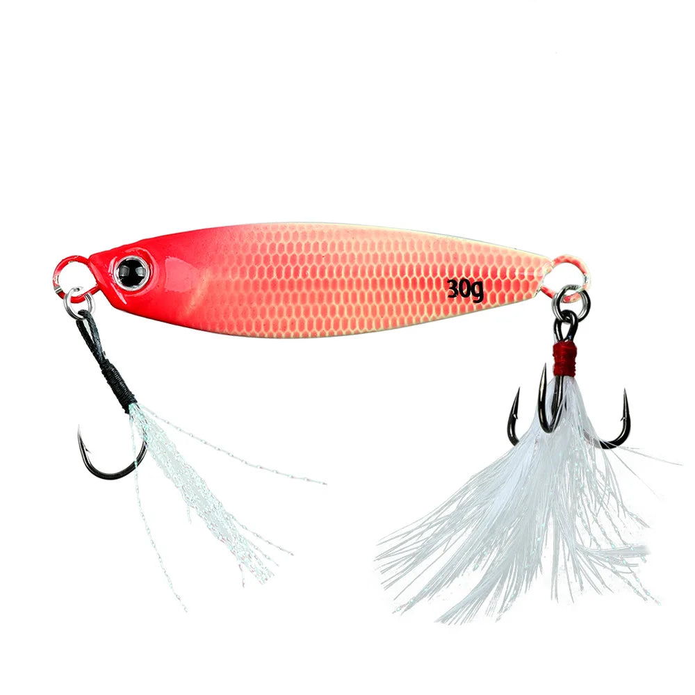 Tejesa Luminous Jigging Lure for Long CastingJIG 7g- 30gFeather Hook Sea Fishing Floating Shore Mackerel