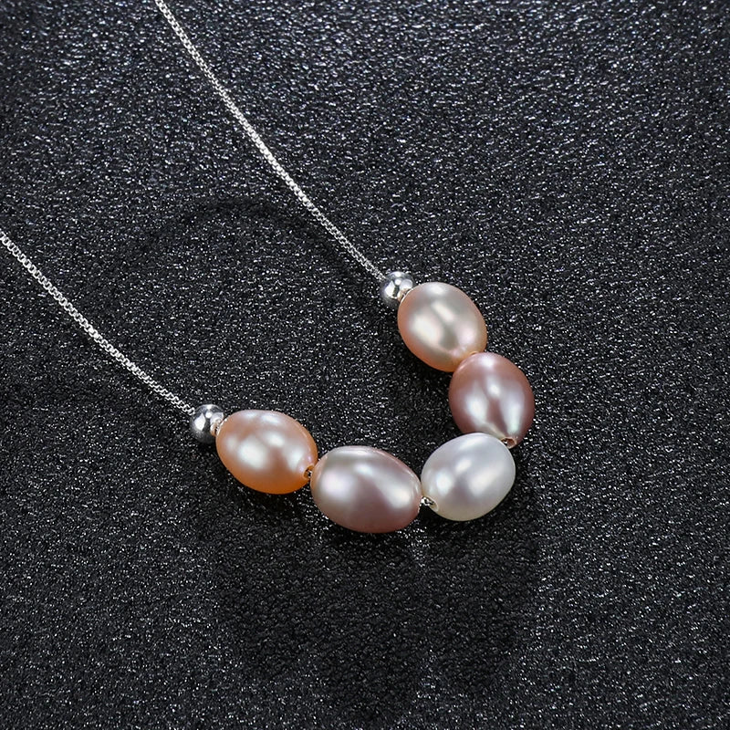 Hemasa 6-7mm Natural Pearl Candy Smile Chain 925 Sterling Silver  Cute Fashion Pendant Necklace For Women Girls Jewelry