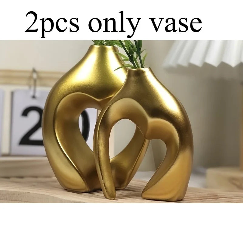 2pcs Heart-shaped Vase Set Resin Vases Ideal Choice for Desktop Decoration Suitable for Home Decoration