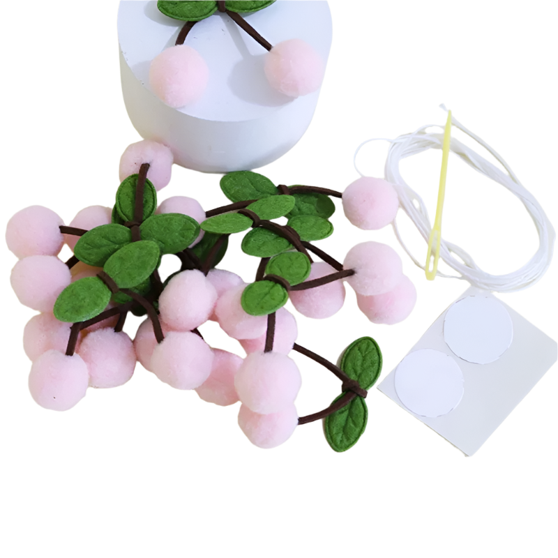 Hemasa Cherry Felt Ball Handmade Garland String Wall Hanging Ornaments Hair Ball Pendant Kids Room Shower Party