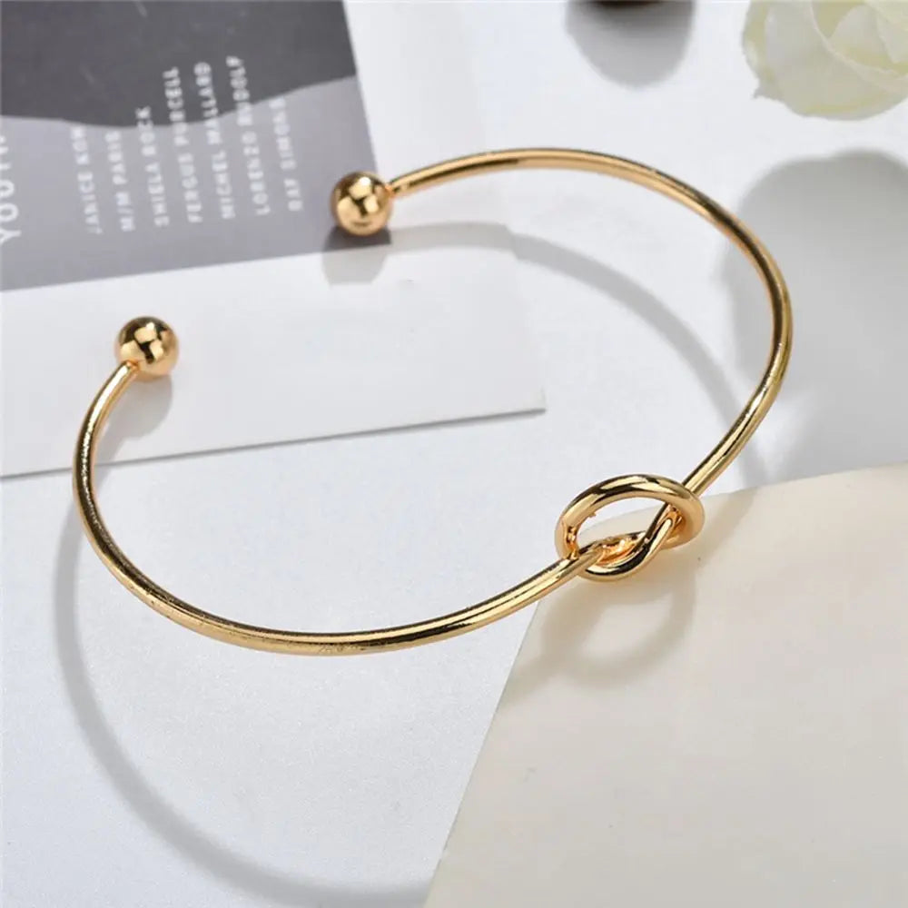 Love Knot Bracelets Thank You Bridesmaid Proposal Gifts Wedding Party Favers Tie The Knot Open Cuff Bangles for Women Girls