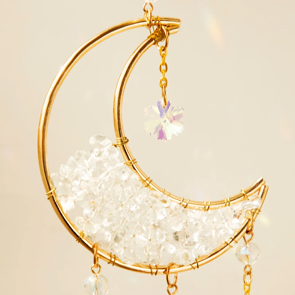 Hemasa Stone Sun Catchers Moon Rainbow Crystal Hanging Gemstone Suncatcher