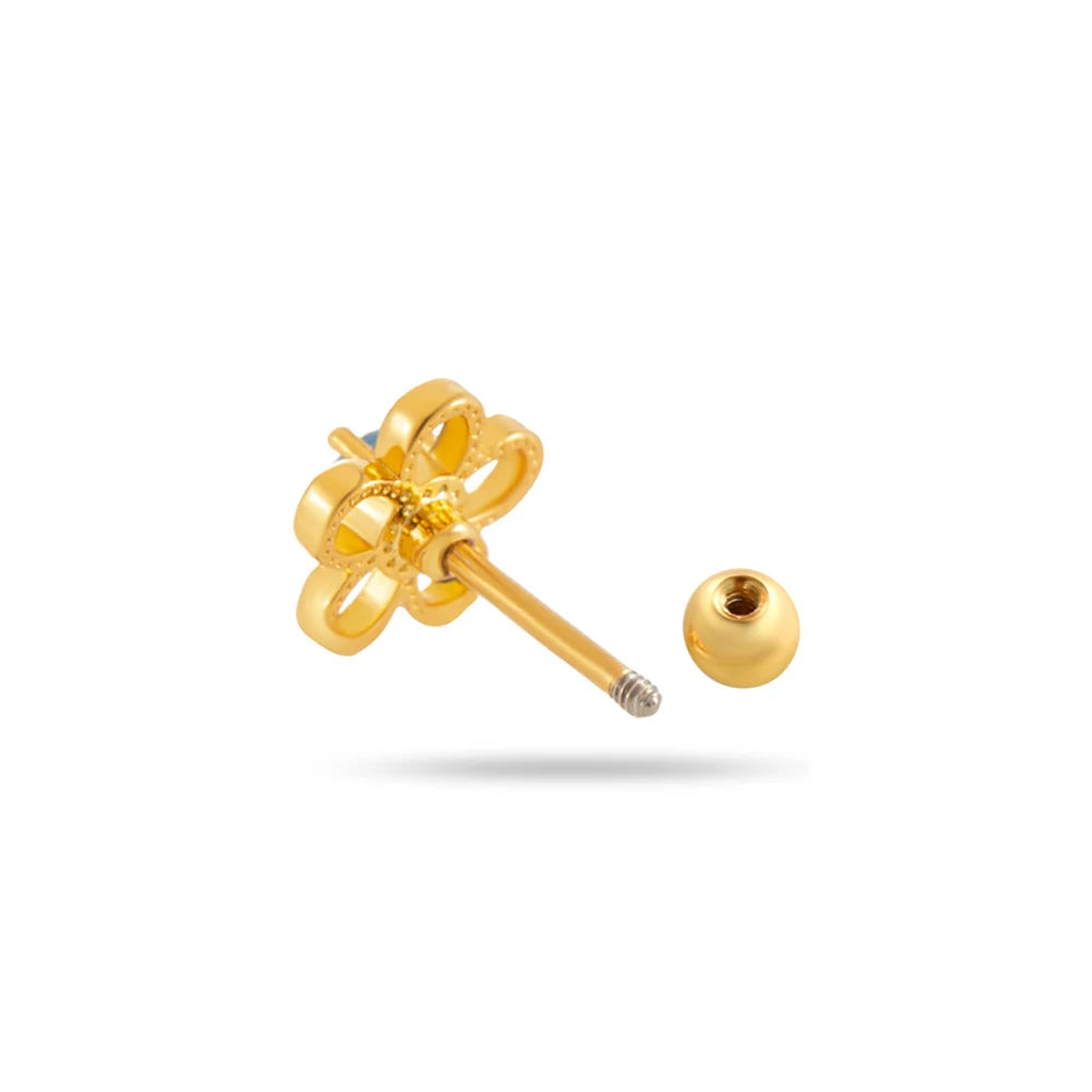 Gold Diasy Zirconia Earrings For Women Copper Inlaid Rhinestone Stud