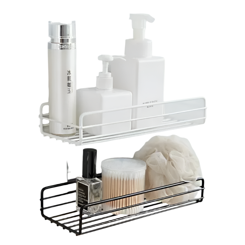 Hemasa Bathroom Shelf Wall Mounted Corner Storage Shelves Shampoo Holder Cosmetic Rack Iron Shower Drain Basket Bathroom Organizer