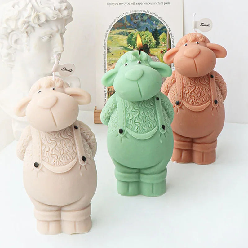 3D Overalls Sheep and Unicorn Candle for Home Decor
