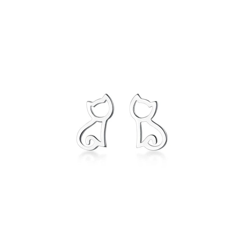 Modian Hot Sale Cute Real 925 Sterling Silver Tiny Cat Animal Stud Earrings For Women Sterling Silver S925 Party Jewelry Bijoux