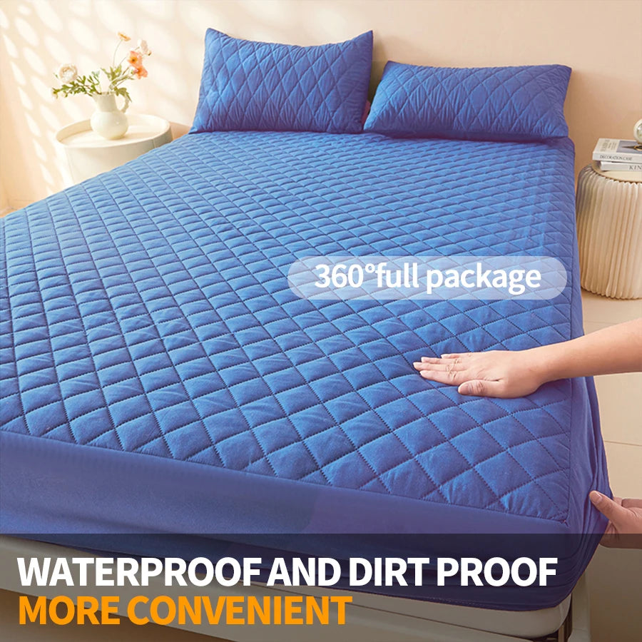 Anti-bacterial Fitted Sheet Waterproof Mattress Protector Queen King Quilted Thick Mattress Cover Bed Pad Cover( No Pillow case)