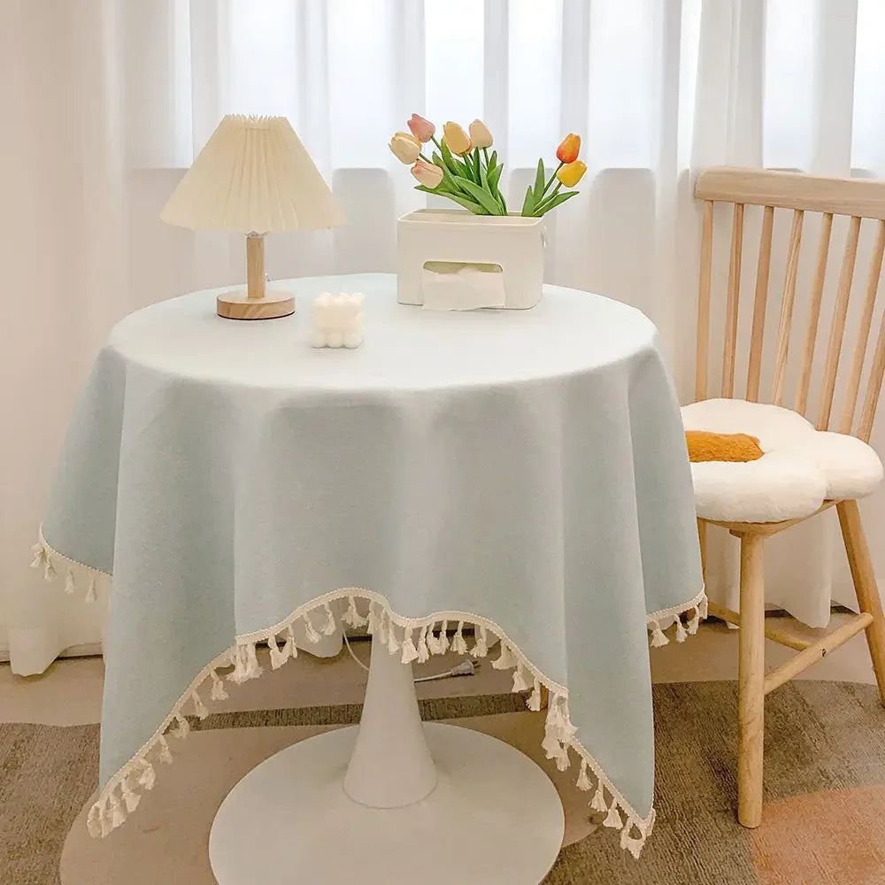 Tassel Tablecloth Kitchen Table Runner Camping Mat Tea Table Cover Wedding Dining Room Decoration 14 Colors