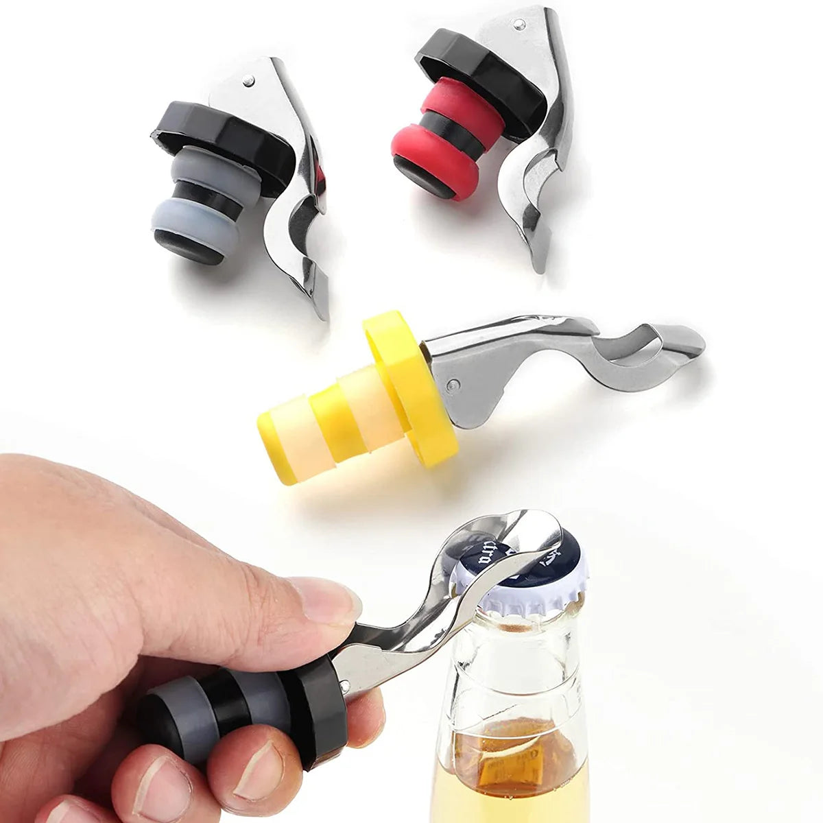 6Pcs Wine Stoppers Sealed Vacuum Bottle Stopper Reusable Wine Storage Bottle Cap Plug Champagne Stopper Kitchen Bar Accessories