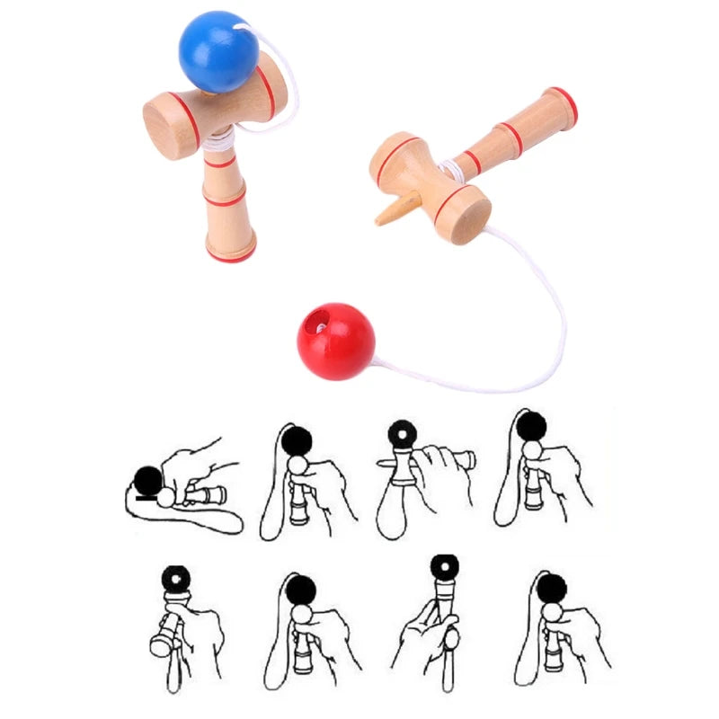 Kids Kendama Ball Japanese Traditional Wood Game Balance Skill Educational Toys