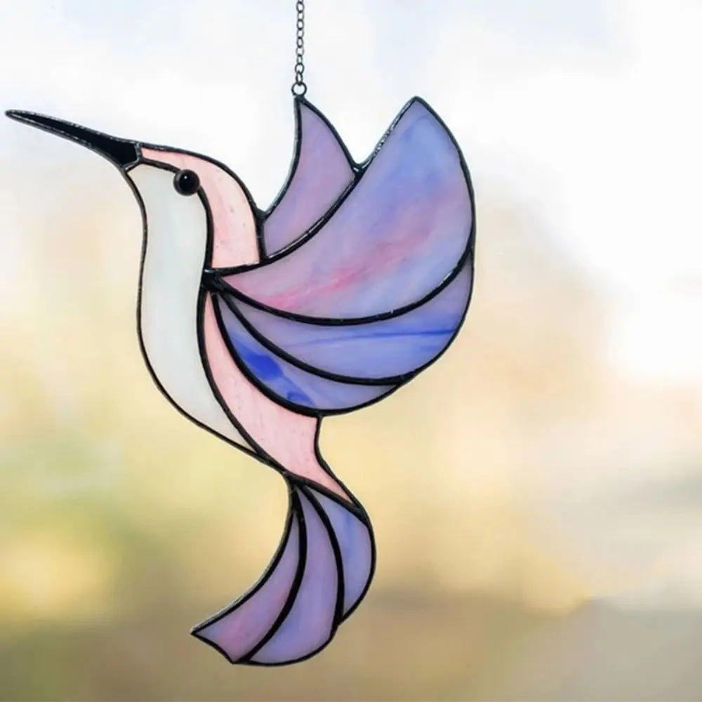 Hummingbird Wind Chimes Sun Catcher Acrylic Stained Glass Hanging Pendant Window Decoration Ornament Garden Decor Crafts
