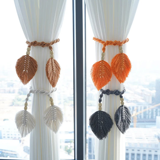Macrame Leaf Curtain Tieback Hanging Tapestry Curtain Decoration Curtain tie Boho Home Decoration for Living Room Home Decor