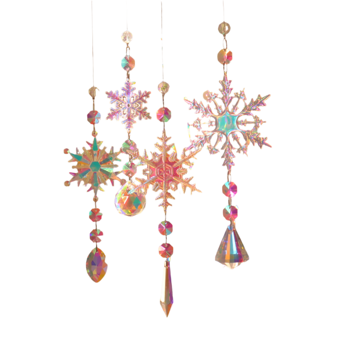 Hemasa Suncatcher Crystal Snowflake Stained Glass Rainbow Maker Hanging Crystal Garden Decoration Outdoor Christmas Decoration Gift