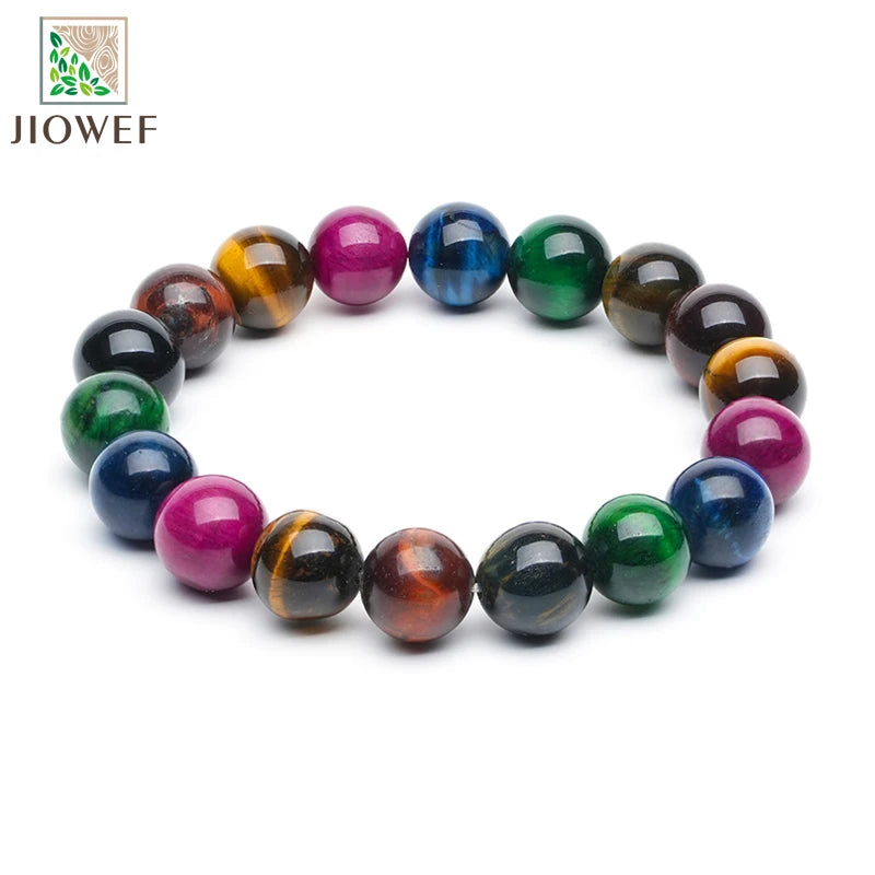 Mixed Color Tiger Eye Bracelets Bracelet Made of Real Natural Stone Beads Body-Purifying Geniune for Women Pulsera 6/8/10/12mm