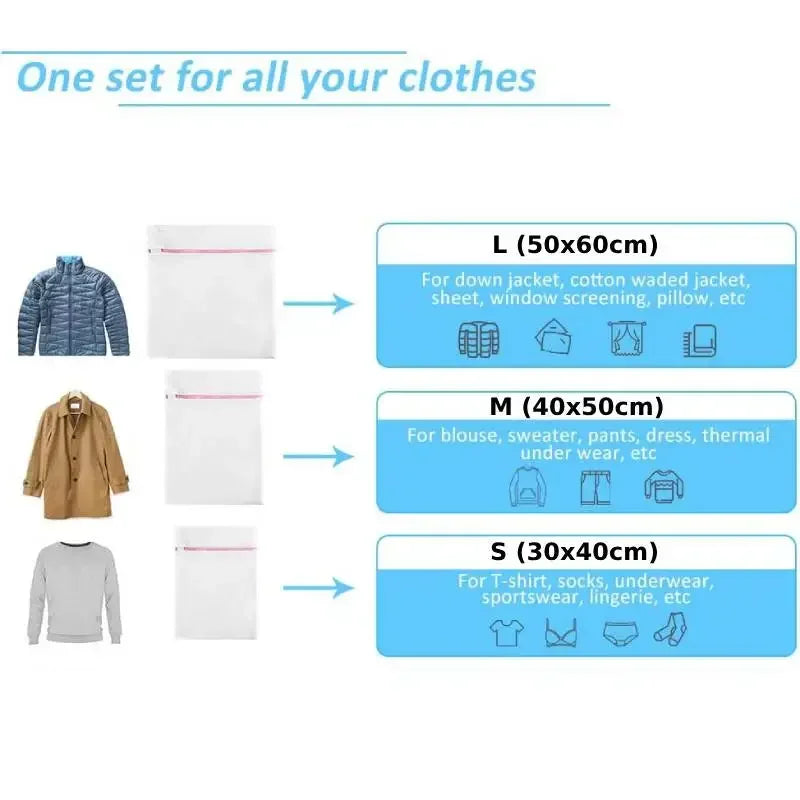 3pcs Fine Mesh Laundry Bags Travel Net Wash Bags Lingerie Bags for Washer Dryer Delicates Bras Underwear Socks Mask Blouse Silk