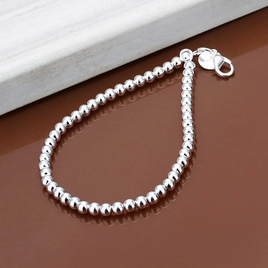 925 Sterling silver Bracelets fashion Jewelry charm women Chain lady wedding 6MM beads factory price free shipping