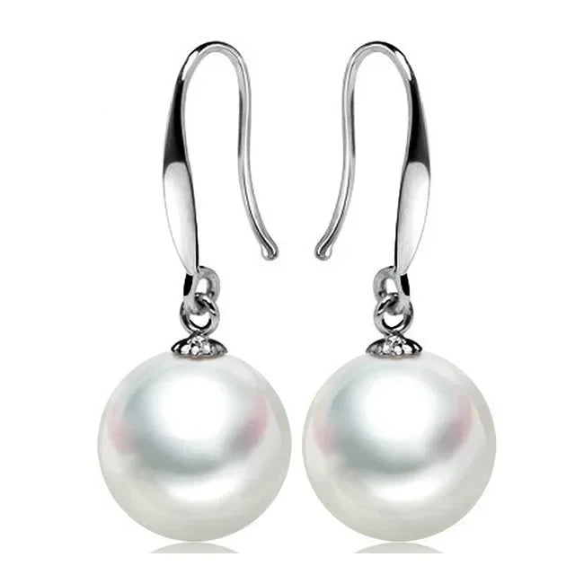 Hemasa 925 Sterling Silver Pearl Drop Earrings Jewelry for Woman/ Girl