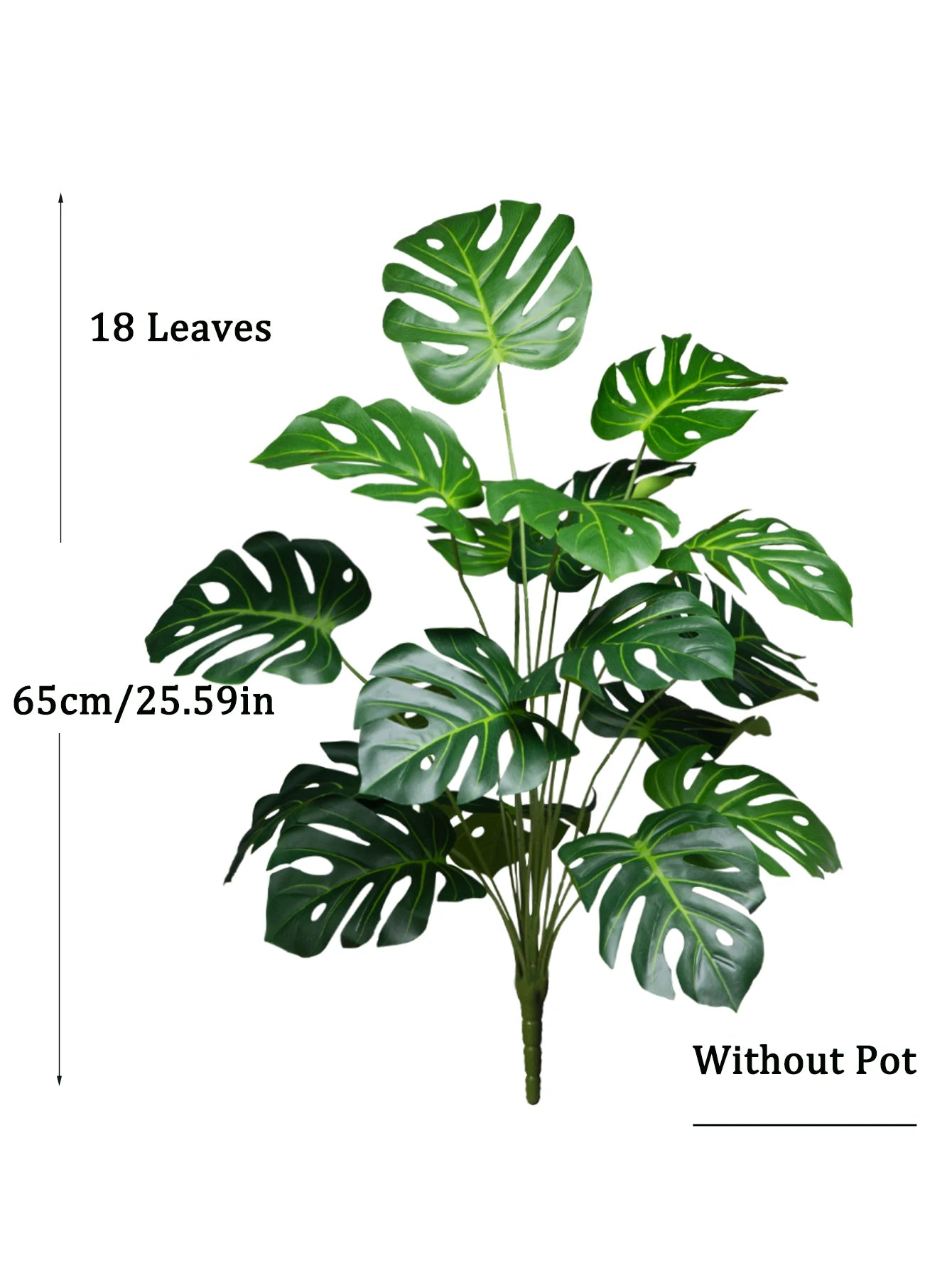 Tejesa 65cm 18Leaves Artificial Palm Tree Large Fake Monstera Plants Plastic Turtle Leaves Faux Tropical Palm Leaves for Home Garden