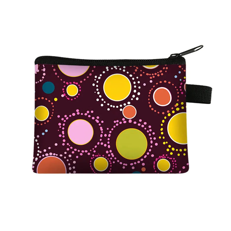 Australian Aboriginal Dot Print Coin Purse Indigenous Cultural Art Coin Bag Mystery Abstract Life Symbol Credit Card Purse Gift