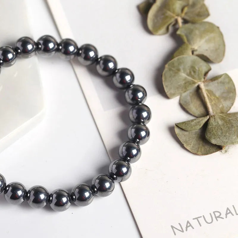 Ntural Black Shine Terahertz Round Beads Stone Beads Bracelet Women in 6/8/10mm