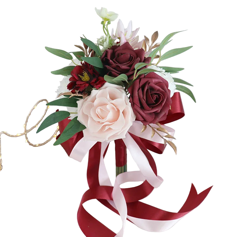 Tejesa Terracotta Bride Bridesmaid Bouquets 7 inch Artificial Rose Flower Tossing Bouquet for Fall Wedding Ceremony Decor