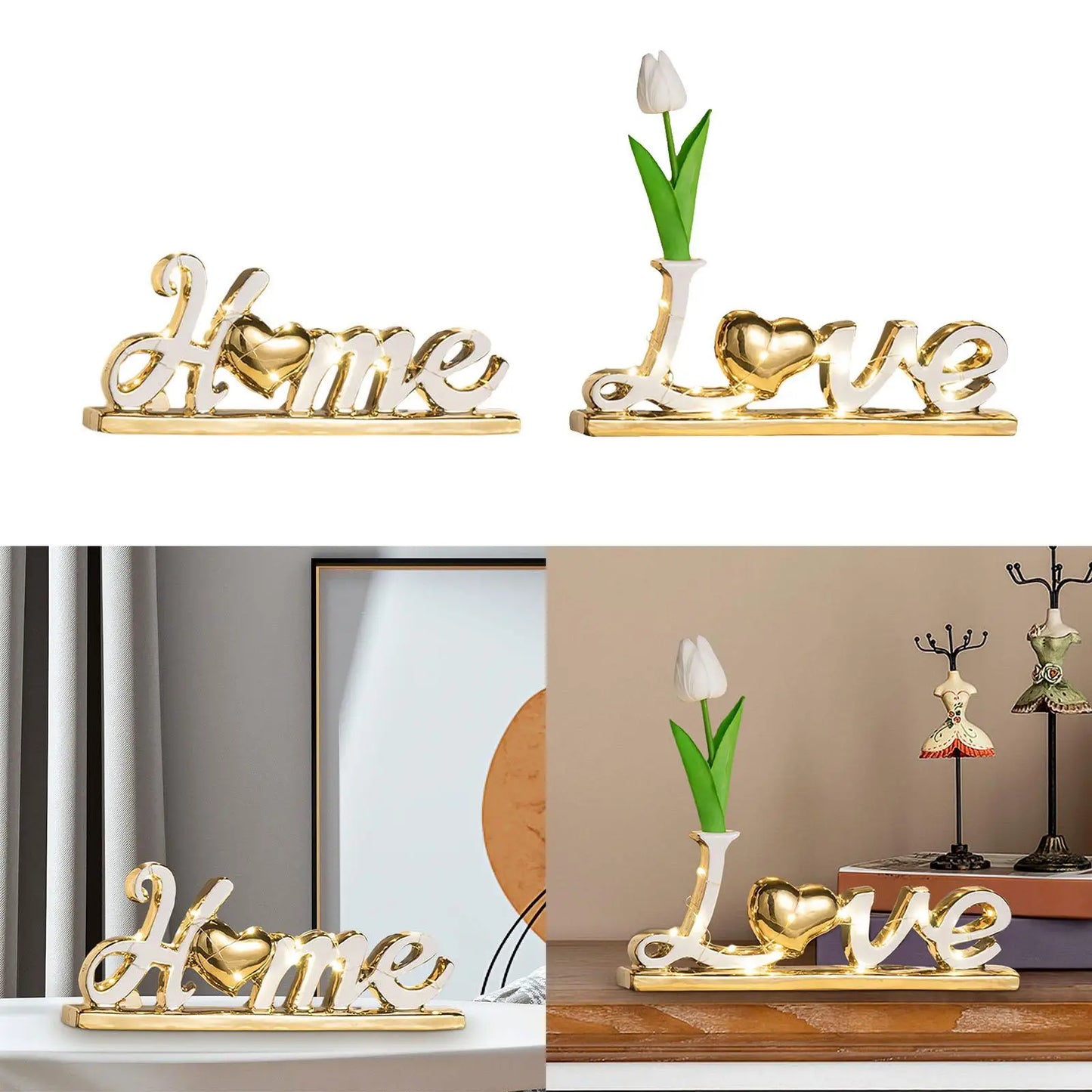 Hemasa Tabletop Freestanding Letter Sign Tabletop Decor Ceramics Table Centerpiece