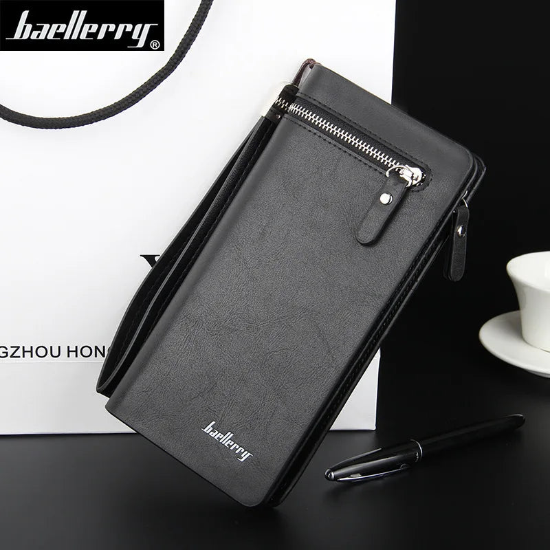 Men's Wallet Long Retro Style PU Leather Credit Card Holder High-Quality Business Simplicity Portable Phone Bag