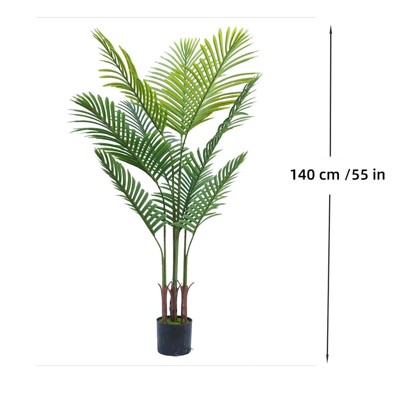 Tejesa 140cm Large Artificial Palm Tree with pot Tropical Fake Plants Areca Palm Tree Decoration for Indoor and Outdoor Living Room
