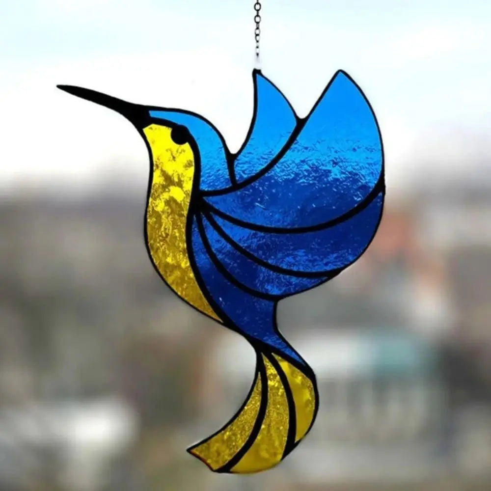 Hummingbird Wind Chimes Sun Catcher Acrylic Stained Glass Hanging Pendant Window Decoration Ornament Garden Decor Crafts