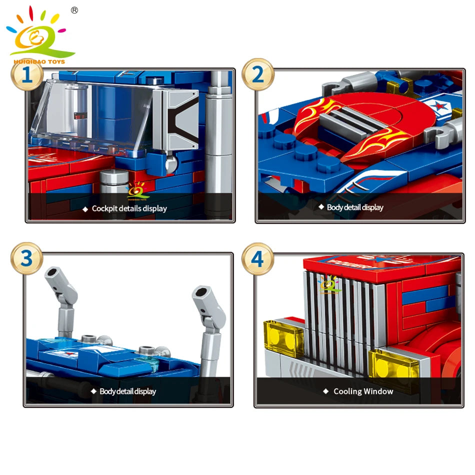 HUIQIBAO City Car Robot Man Building Blocks Transformation Speed Champions Deformation Truck Bricks Set Children Toys Kids Boy