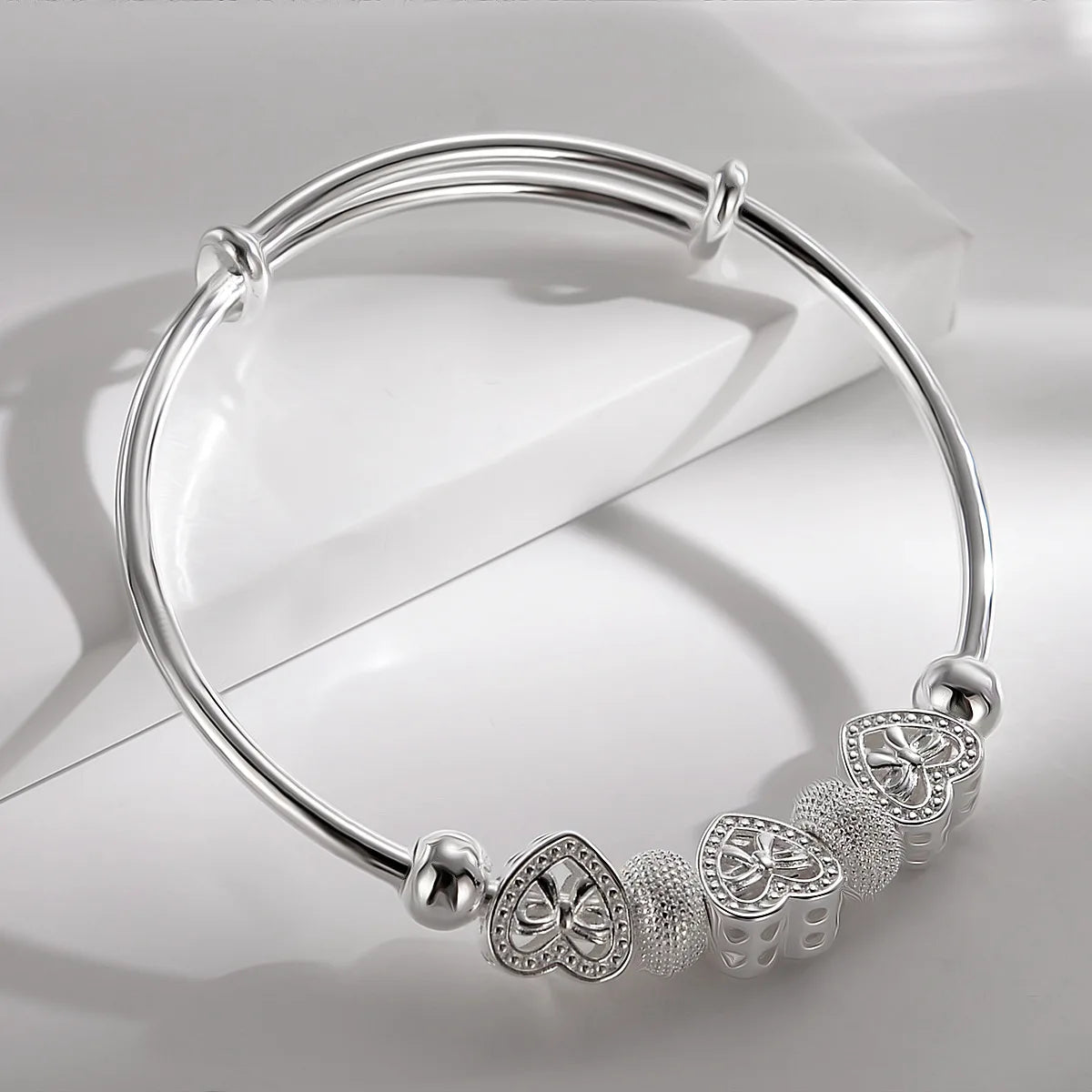 Hemasa 925 Sterling silver for woman Heart Bangles For gifts