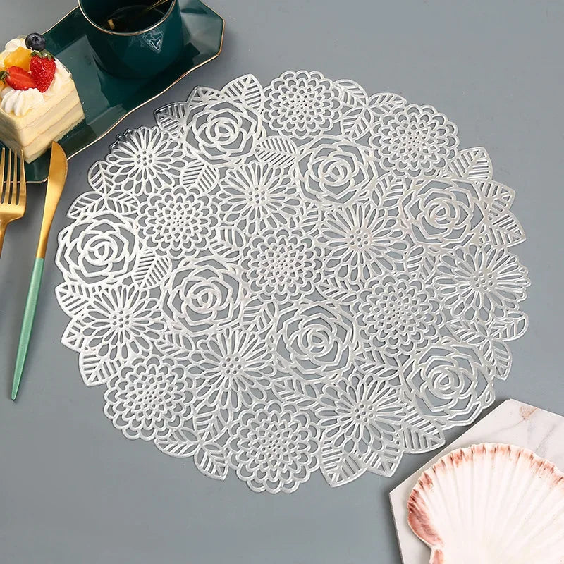 Hemasa Table Decoration Mats in Round Shape  PVC Placemat Set of 6