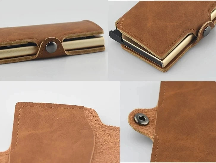 New Minimalist Male Leather Wallet RFID Protection Pop-up Card Holder Hot Christmas Gifts For Woman Purse Money Clip