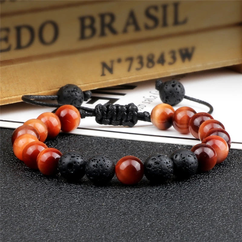 Hemasa Tiger Eye Beads Bracelets / Natural Stone Lava Beads Bracelet for  Women/Girls