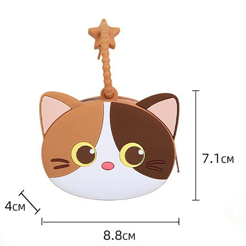 Small Animal Coin Purses Cartoon Cute Cat Zipper Silicone Mini Handbag Pendants Girls Kids Storage Pouch Key Earphone Storage