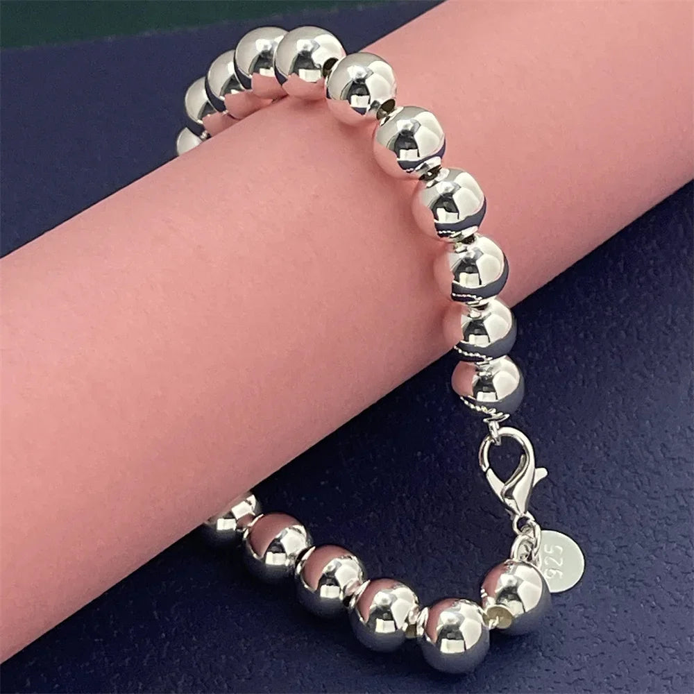 925 Sterling Silver Bracelet Chain 8MM Buddha Beads Fashion Design Products Exquisite Jewelry High Quality Women Wedding