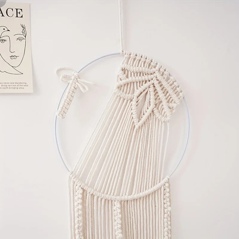 1pc Dream Catcher Leaf Pattern Tapestry Macrame Wall Hanging Boho Woven Aesthetic Wall Hanging Tapestry For Living Room Bedroom