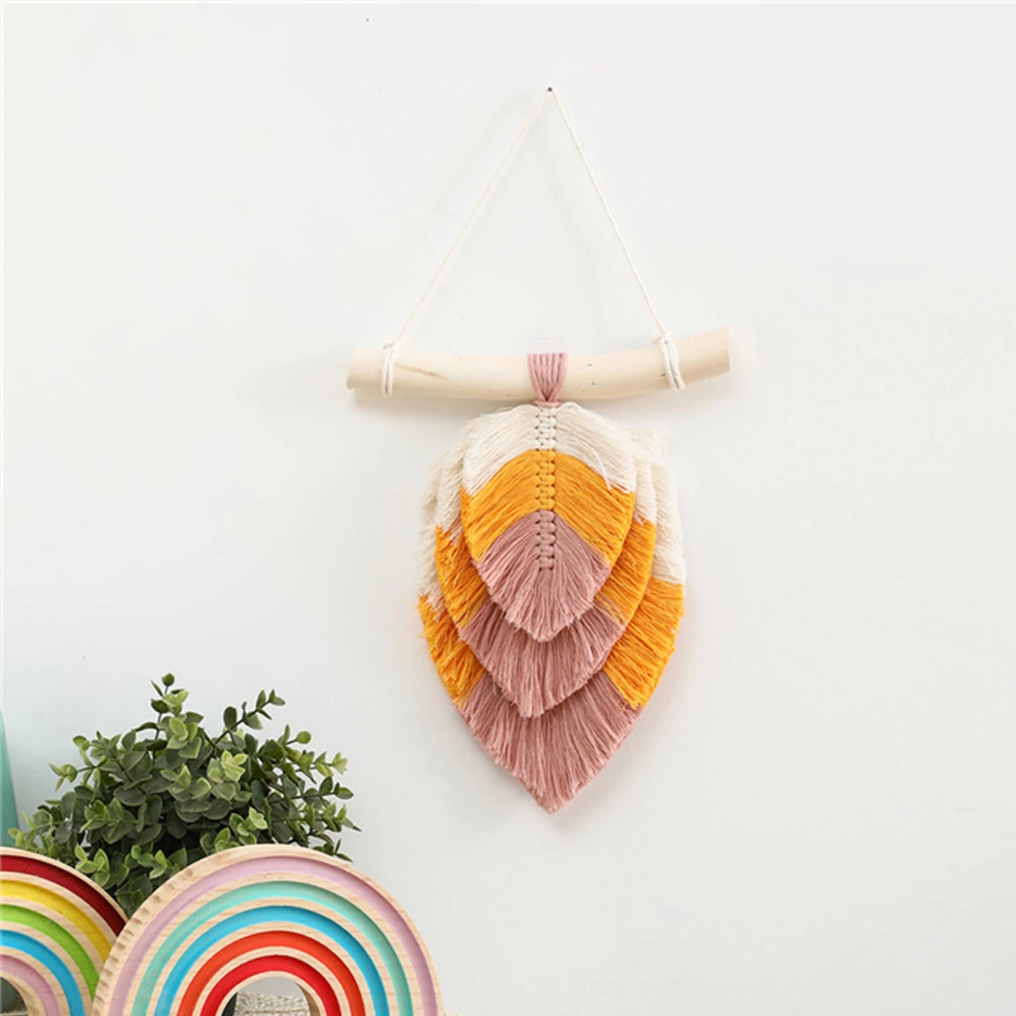 Macrame Woven Wall Chic Bohemian Woven Leaf Tapestry With Cotton Tassel 30x20cm Beautiful Boho Decorations For Home Apartment