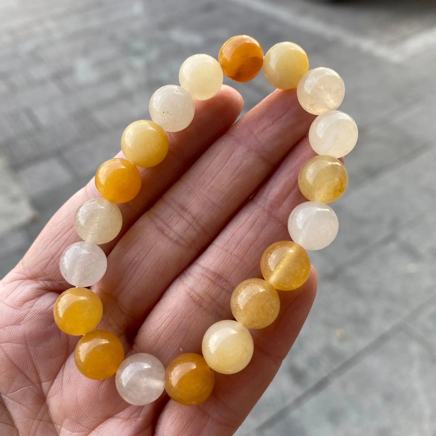 Natural Stone Aragonite Beads Bracelet Women Yellow Topaz Jade Quartz Crystal Yoga Reiki Healing Stretch Bangles Female
