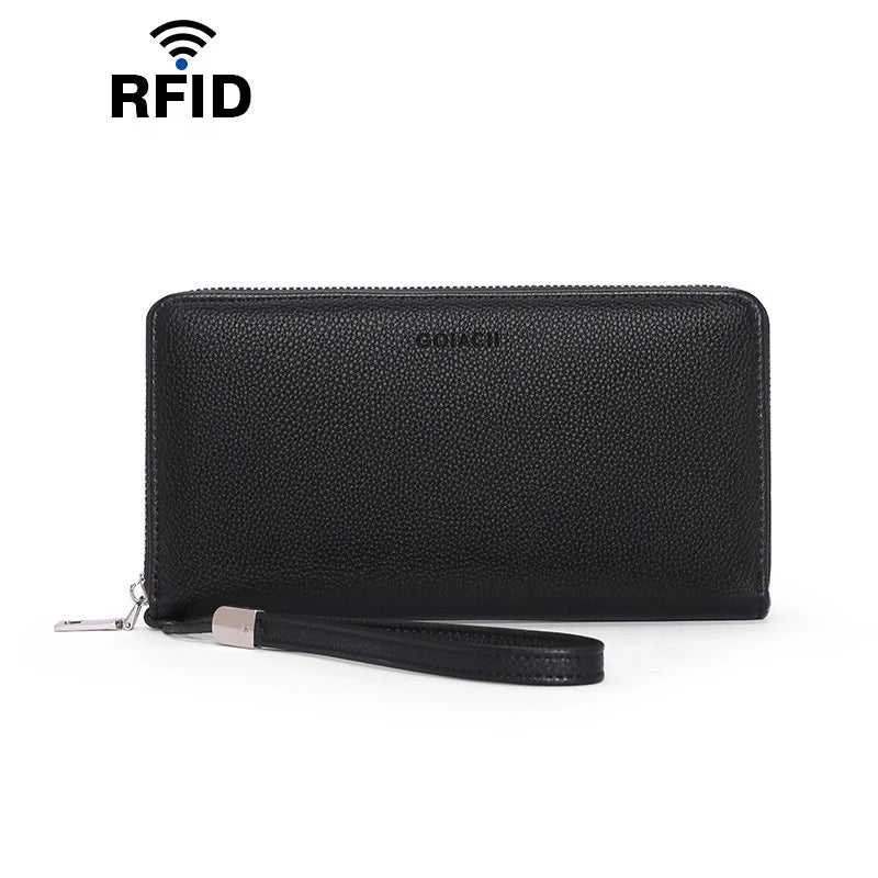 RFID Anti-theft Brush PU Women's Wallet Large Capacity Long European American Women's Multi Card Wallet In Stock Holder Pack Bag