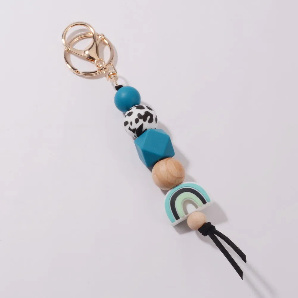 Hemasa Silicone Wooden  Bead  Keychain /Keyring For  Jewellery  Gift