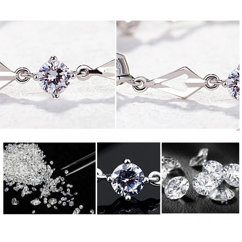 Silver Amethyst 925 Sterling Silver Bracelet Charm Women Wedding Bracelet Gift