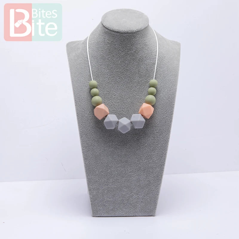 Hemasa Baby Teething Silicone Beads Necklace Food Grade Long Chain