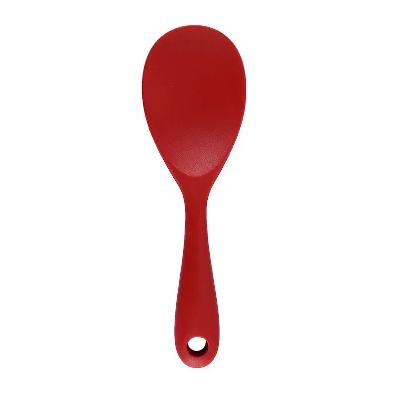 Hemasa Set of 3 Hanging Silicone Rice Spoon Kitchen Ladle /Non-stick Saucepan Electric Rice Cooker Cooking Scoop with holes