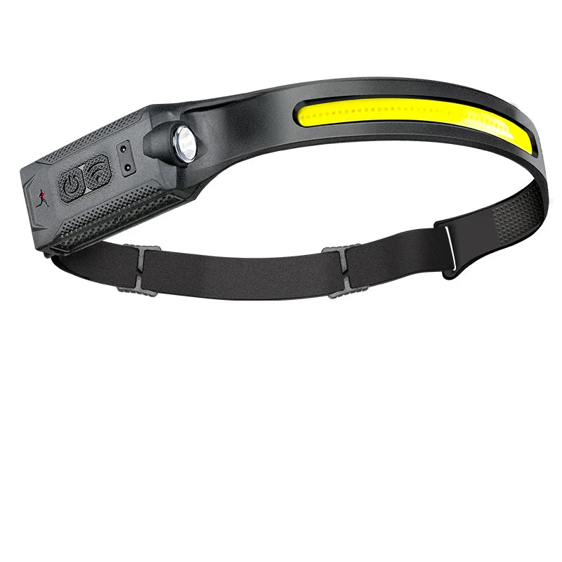 Hemasa LED COB Induction Headlamp USB Rechargeable Lamp with Built-in Battery Camping Fishing Running Headlight Working Lantern