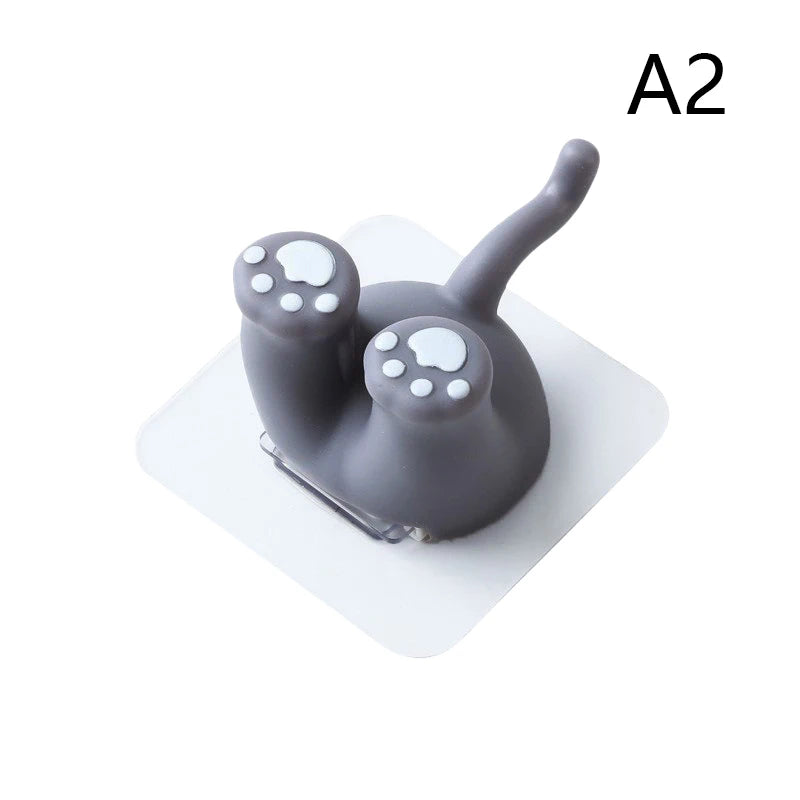 Cartoon Animal Tail Toothbrush Holder Punch-Free Wall Hook Cute Self-adhesive Bathroom Towel Hook Children Toothbrush Holder